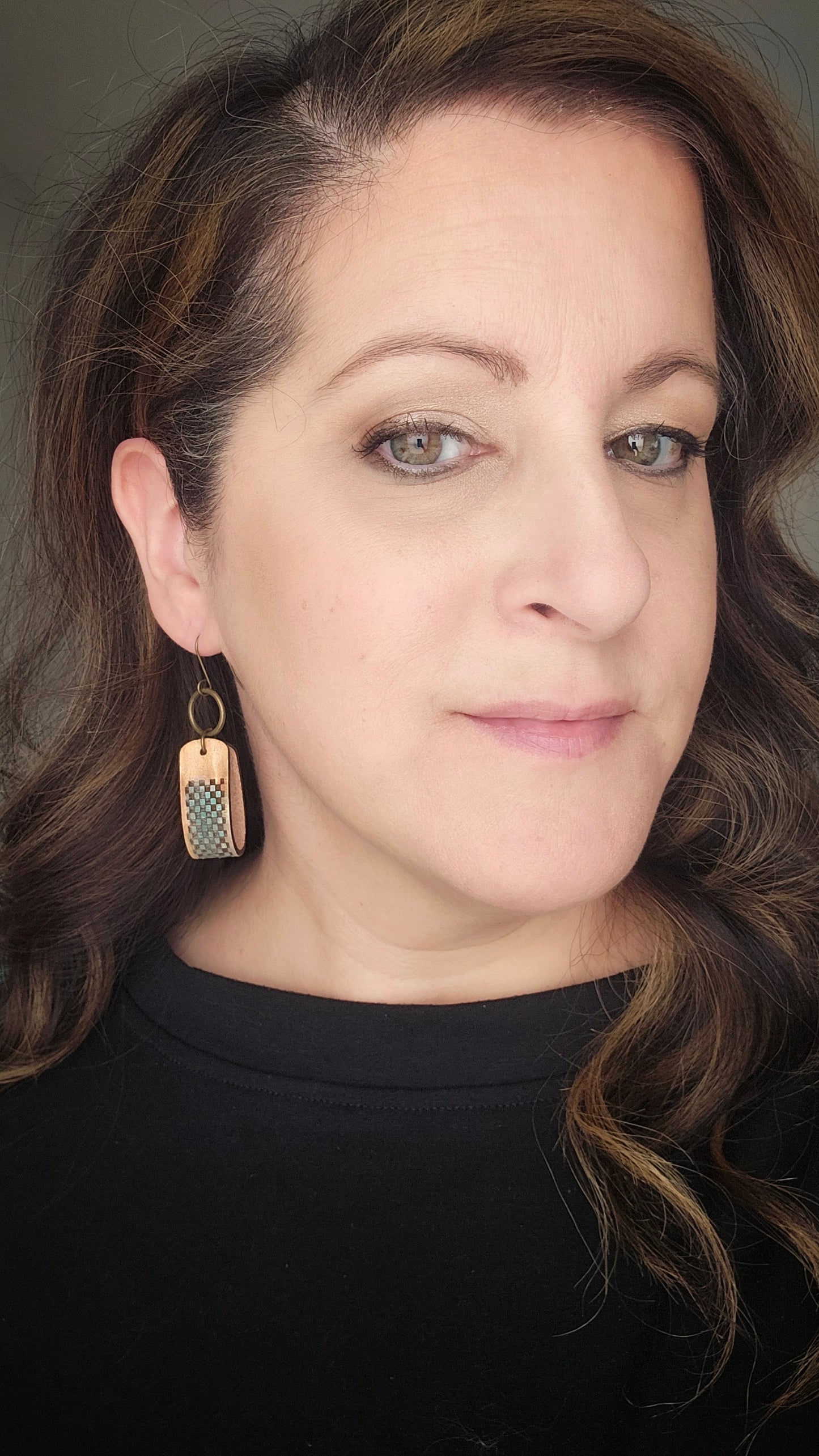 Embossed Boho Leather drop Earring