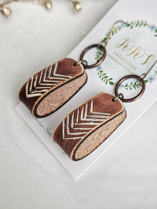 Embossed Boho Leather Dangles