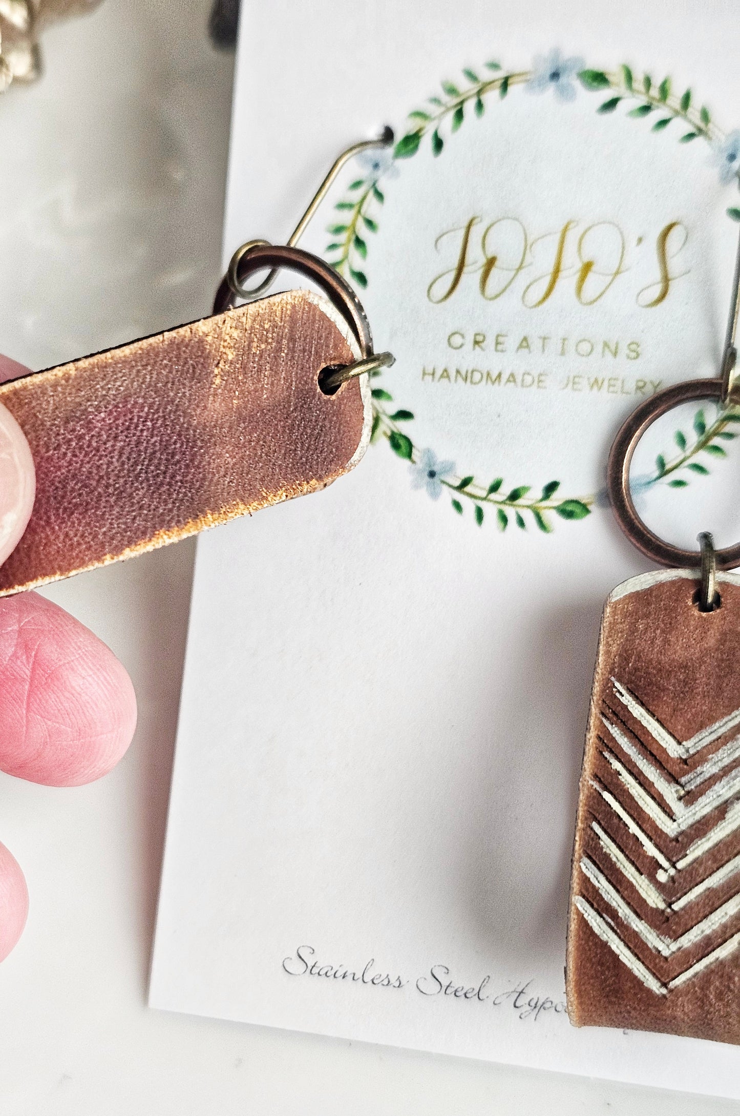 Embossed Boho Leather Dangles