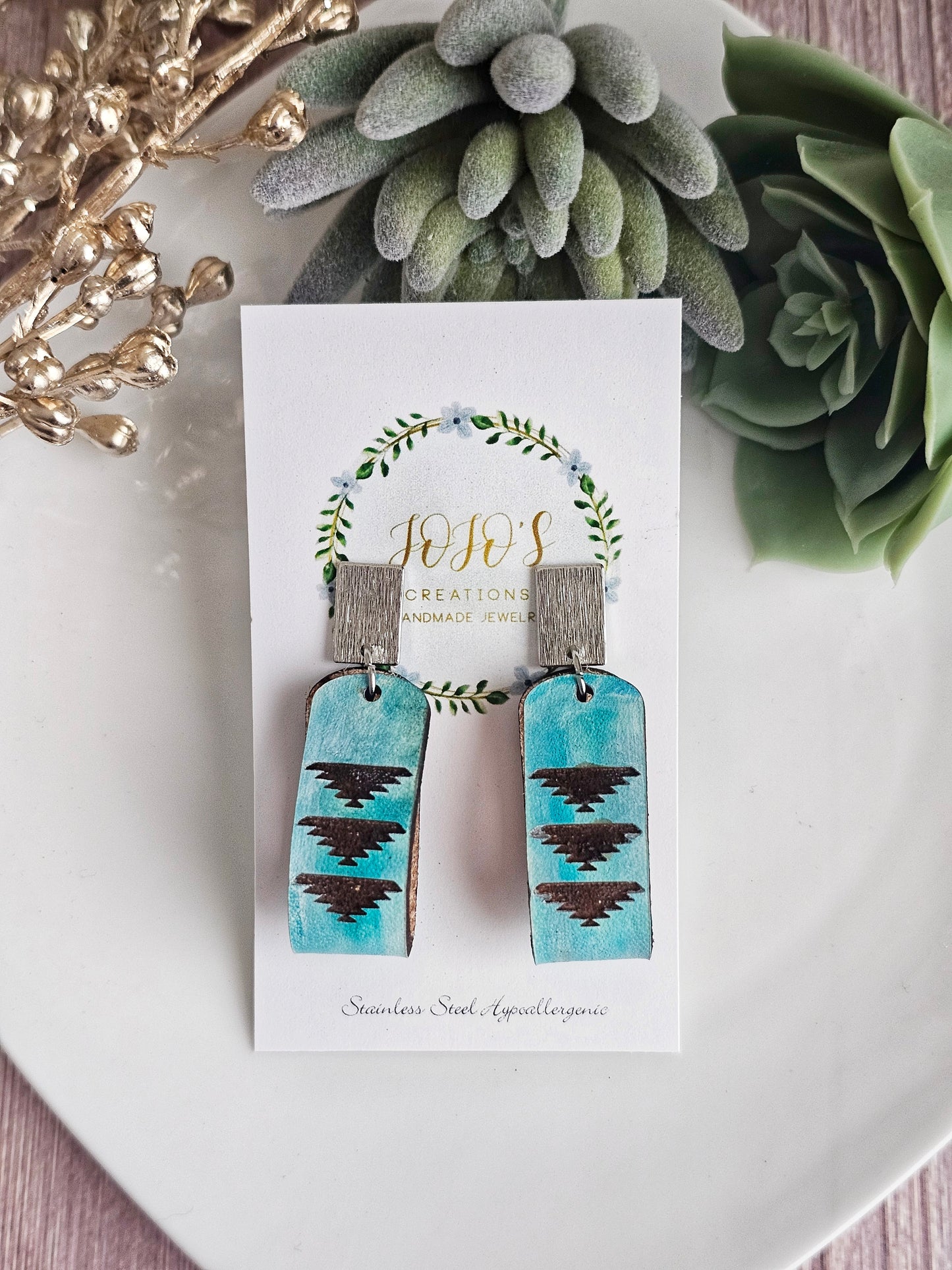 Embossed Leather dangles