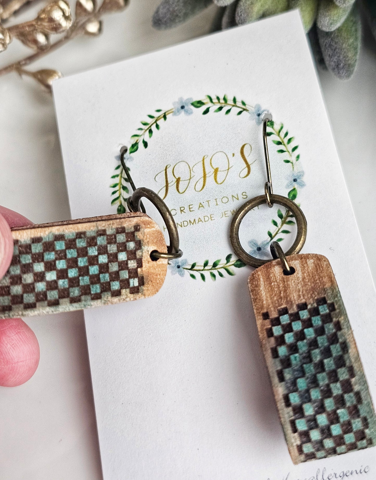 Embossed Boho Leather drop Earring