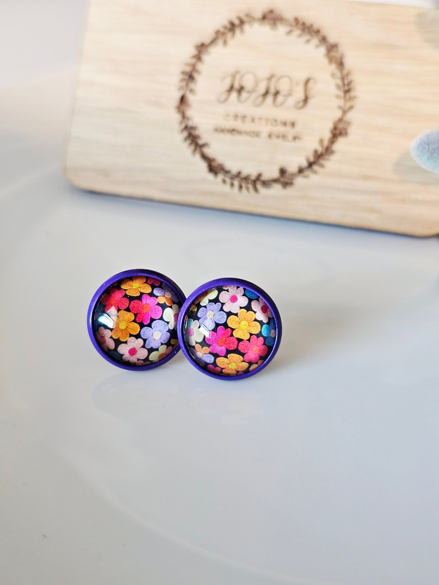 12mm Colorful Flower Studs