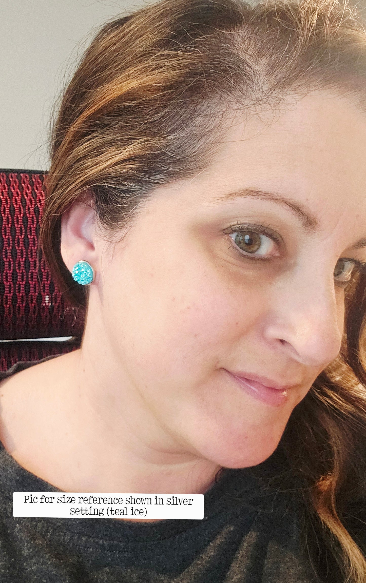 12mm Mauve Ice Blue Faux Druzy Studs