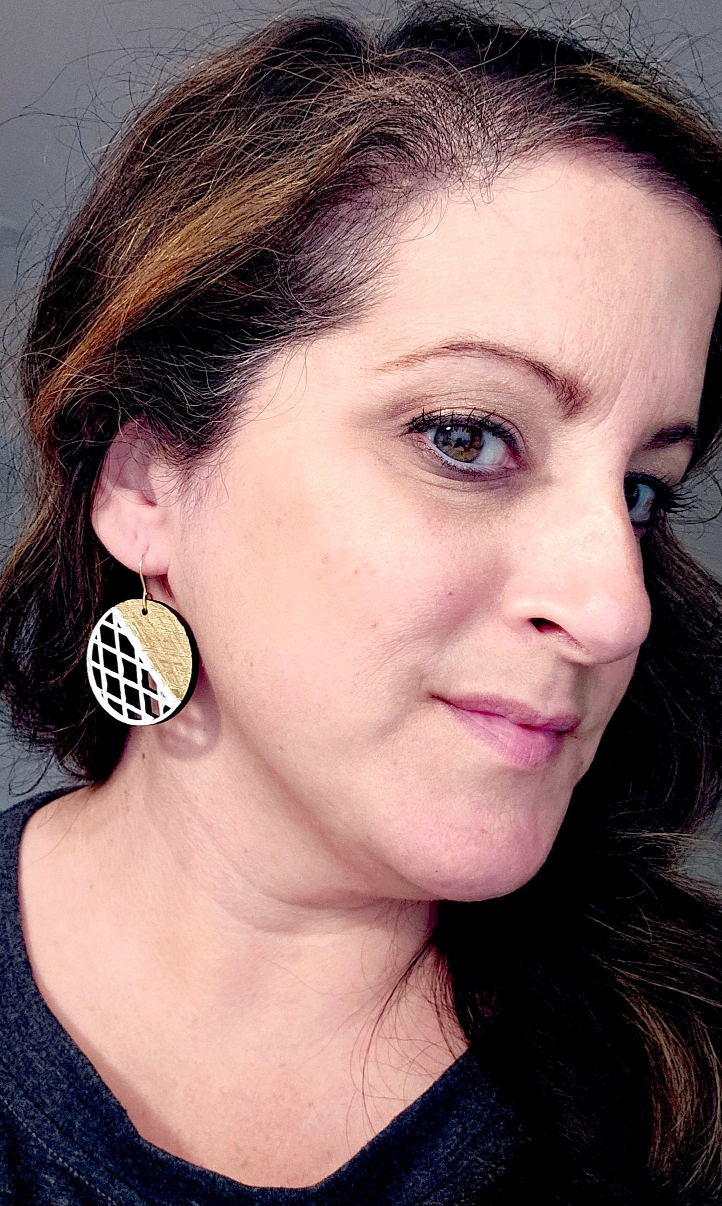 Circle Diamond Metallic (Wood) Earrings
