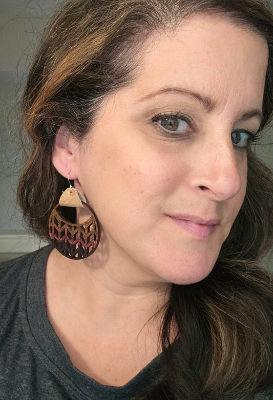 Boho Chevron Wood Earrings