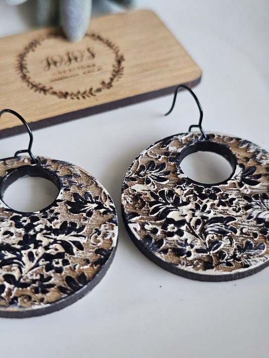 Rustic Floral (Wood) Earrings