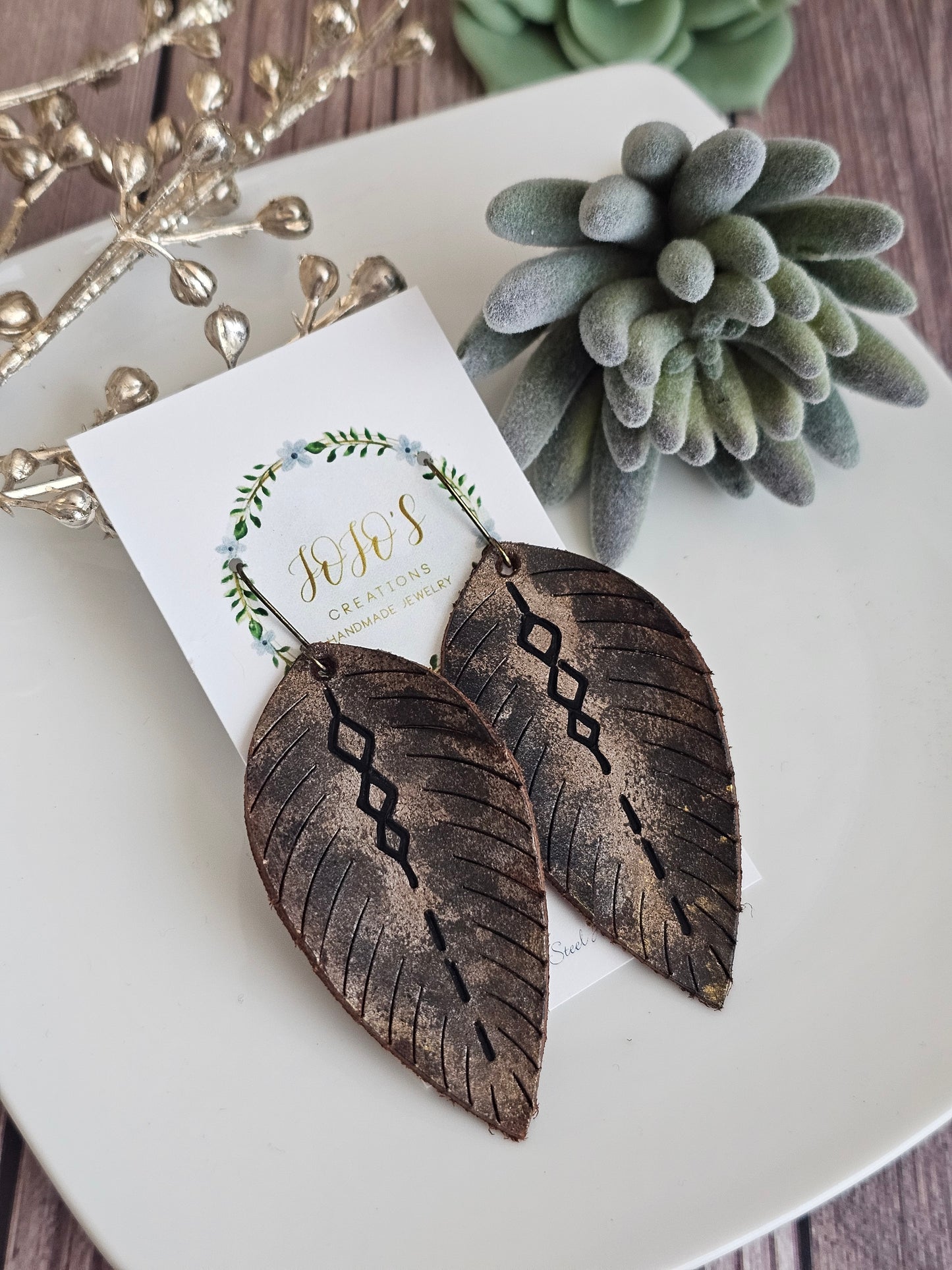 Boho Metallic Fringy Feather