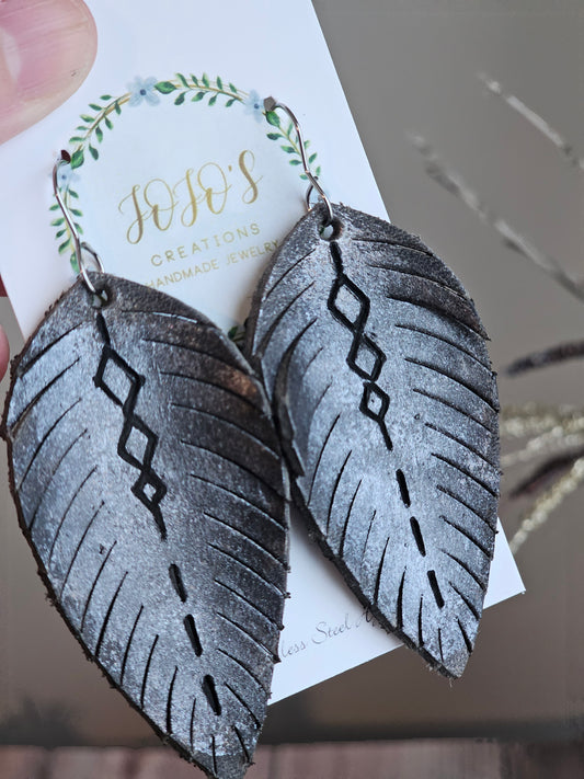 Boho Metallic Fringy Feather Earrings