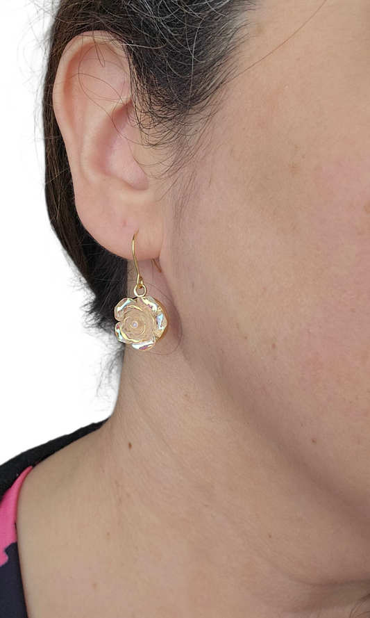 Acrylic AB Peach Resin Flower Dangles