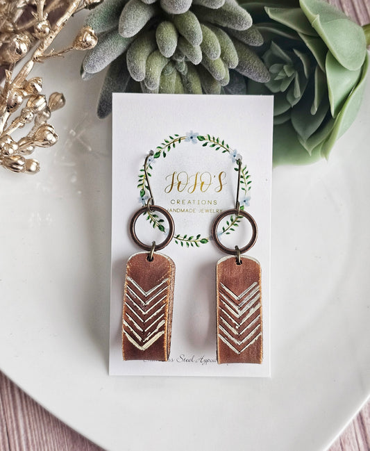 Embossed Boho Leather Dangles