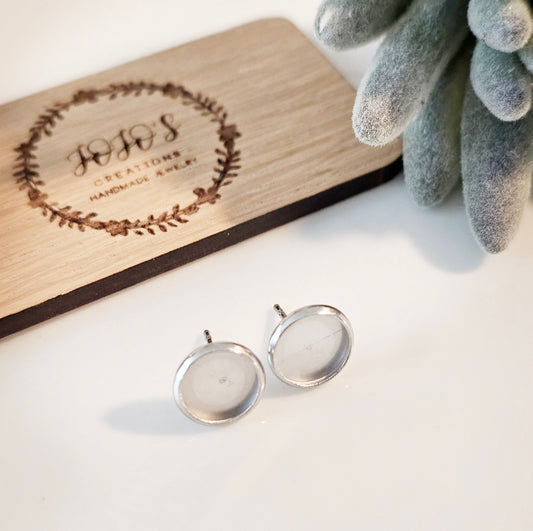 12mm Mauve Ice Blue Faux Druzy Studs