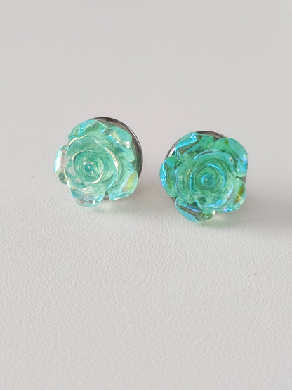 Acrylic AB Mint Resin Flower Dangles