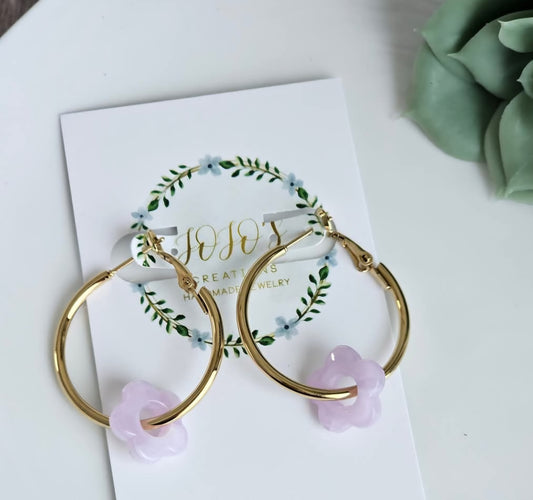 Hoops with Acrylic Flowers