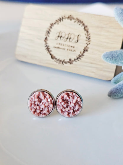 12mm Mauve Ice Blue Faux Druzy Studs