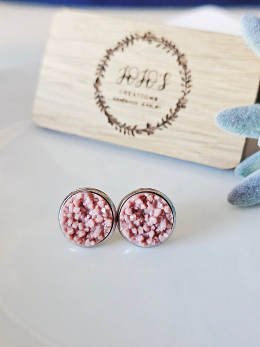 12mm Mauve Ice Blue Faux Druzy Studs