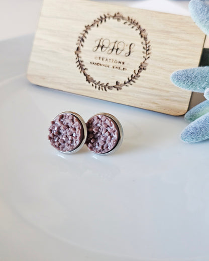 12mm Almond Faux Druzy Studs