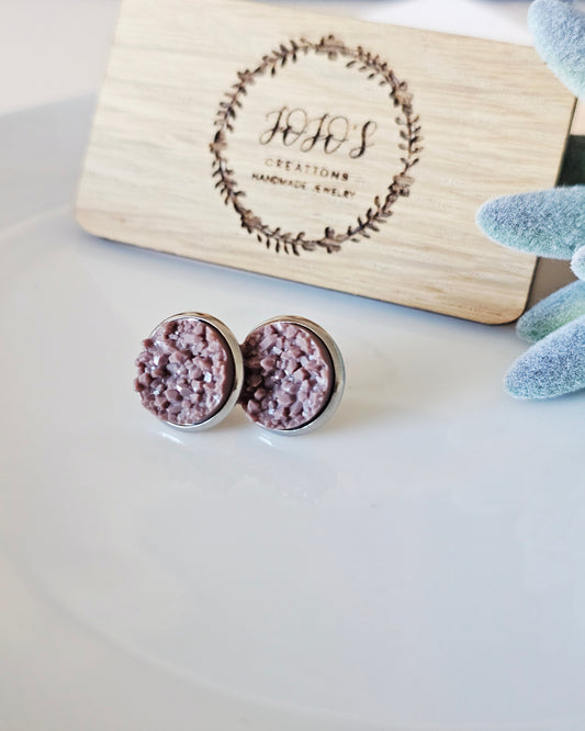 12mm Almond Faux Druzy Studs