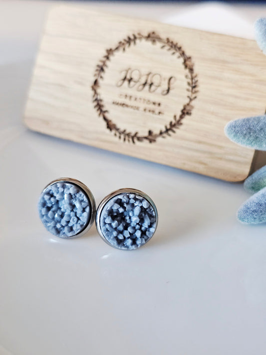 12mm Gray Faux Druzy Studs