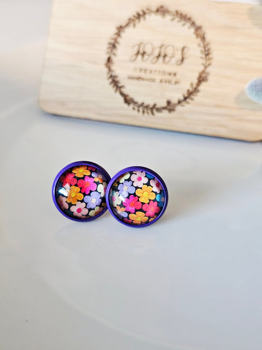 12mm Colorful Flower Studs