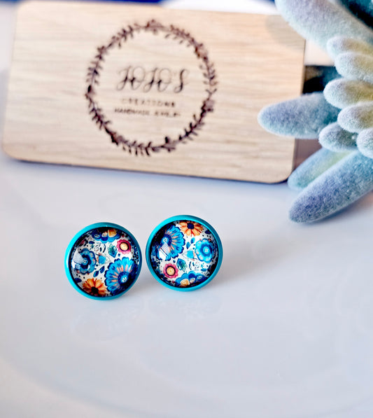 12mm Boho Flowers Studs