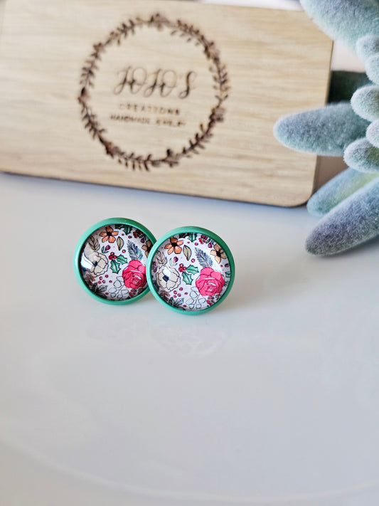 12mm Pretty Floral Studs