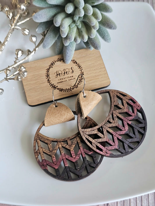 Boho Chevron Wood Earrings