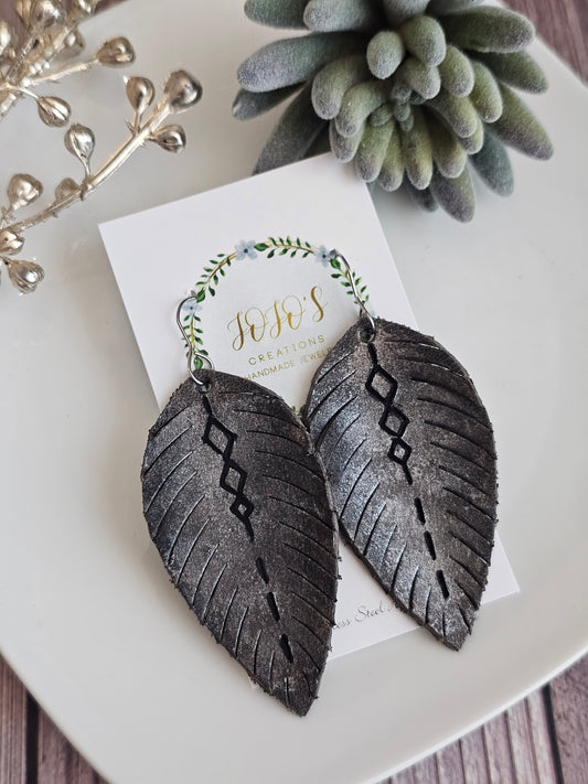 Boho Metallic Fringy Feather Earrings