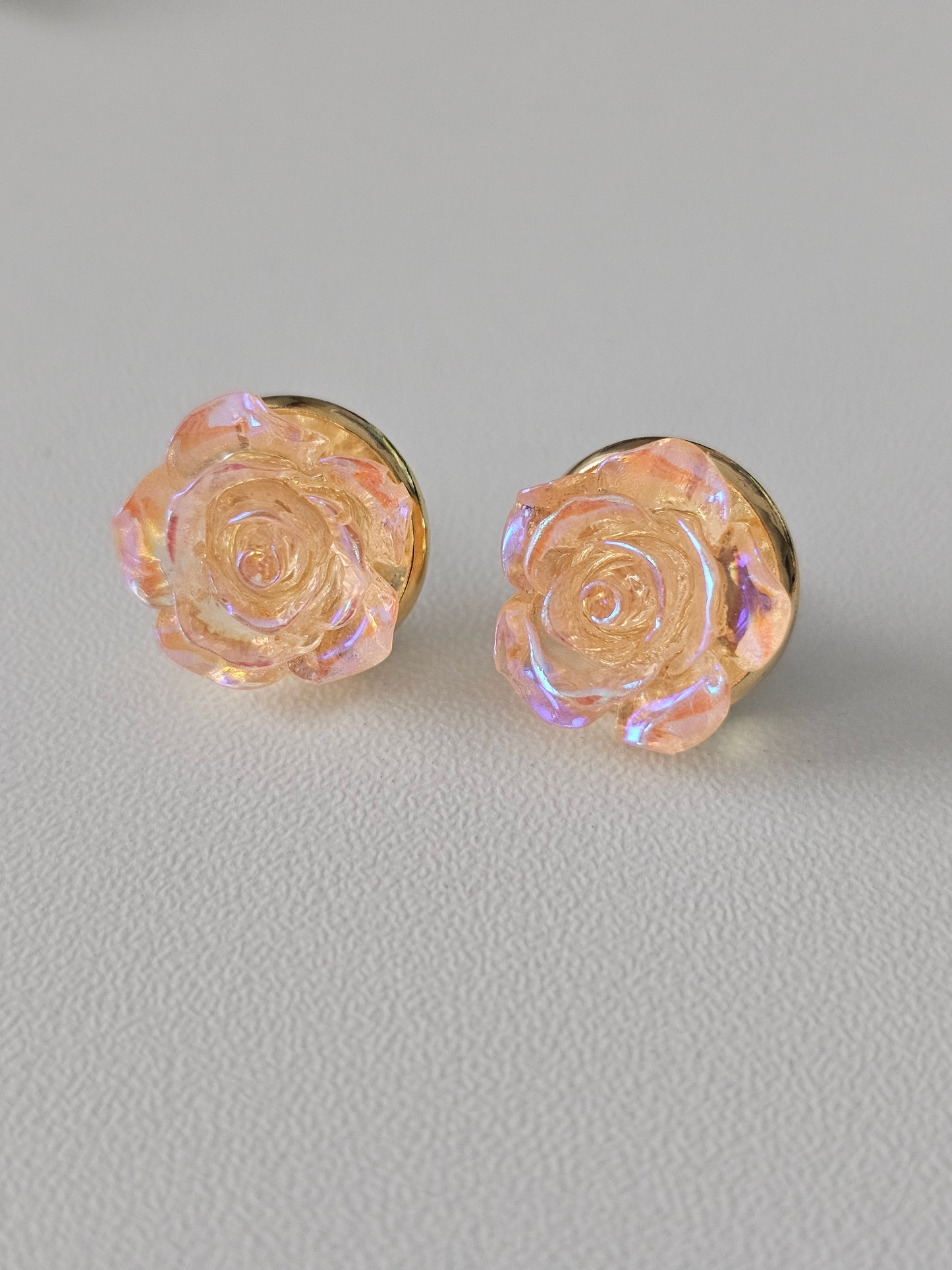 Acrylic AB Peach Resin Flower Dangles