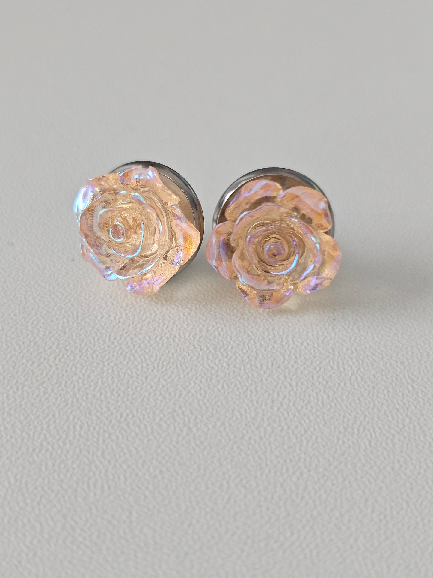 Acrylic AB Peach Resin Flower Dangles