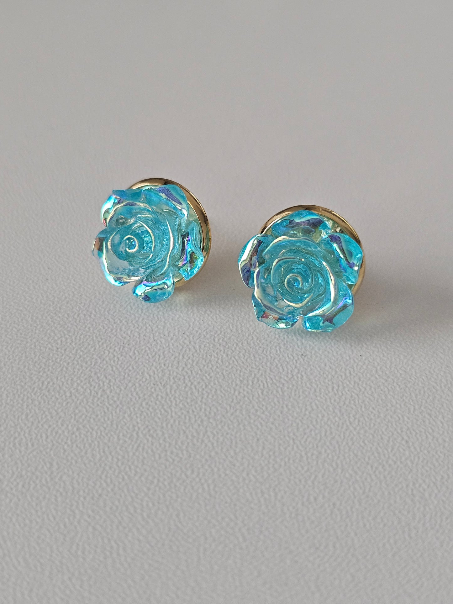 Acrylic AB Ocean Blue Resin Flower Dangles