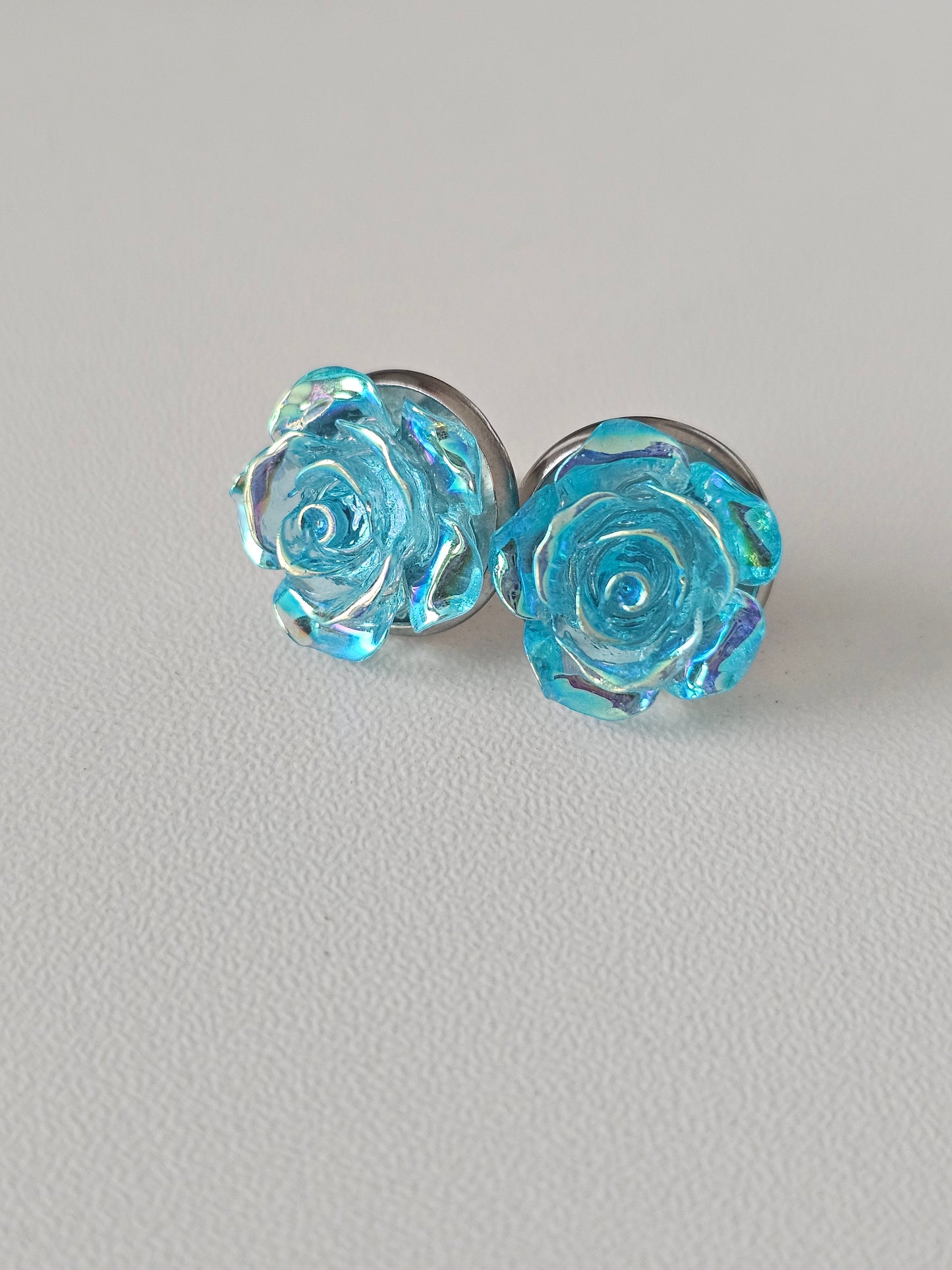 Acrylic AB Ocean Blue Resin Flower Dangles