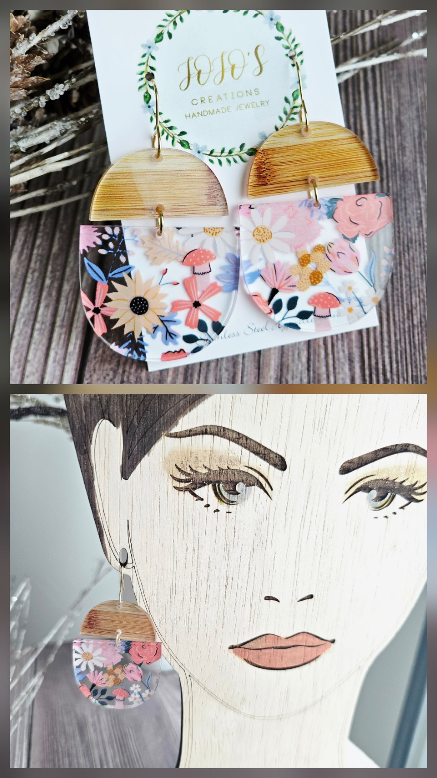 Acrylic Floral Earrings