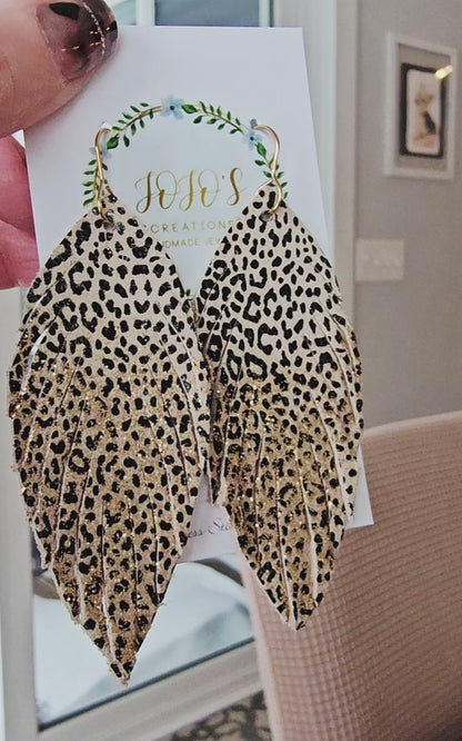 Cheetah Feather Bling Earring