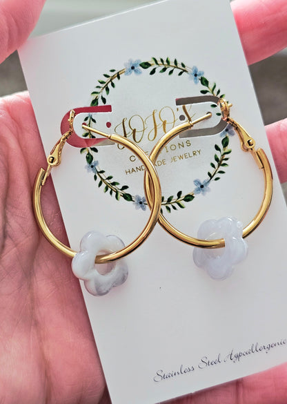 Hoops with Acrylic Flowers