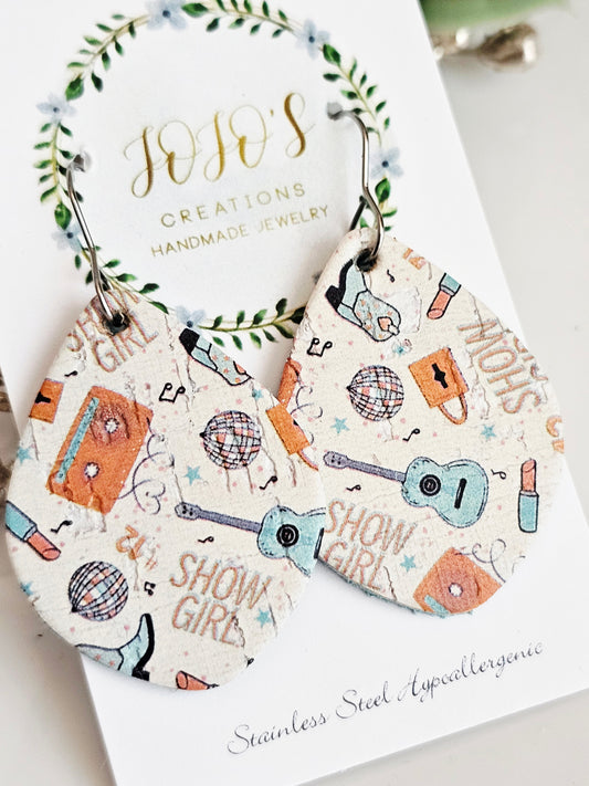Showgirl Inspired Leather Earrings