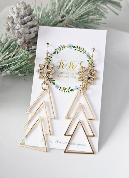 Gold Brass Tree with Snowflake Topper