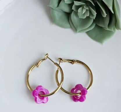 Hoops with Acrylic Flowers