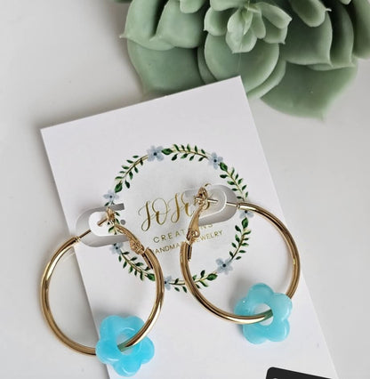 Hoops with Acrylic Flowers
