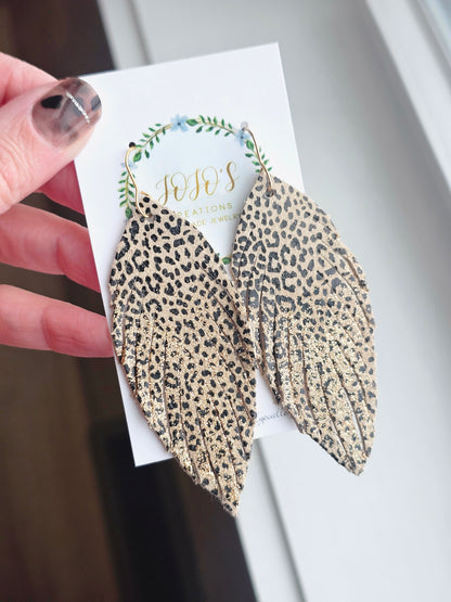 Cheetah Feather Bling Earring