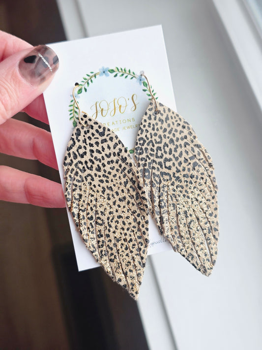 Cheetah Feather Bling Earring
