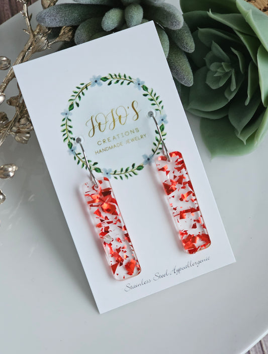 Acrylic red/clear confetti bars