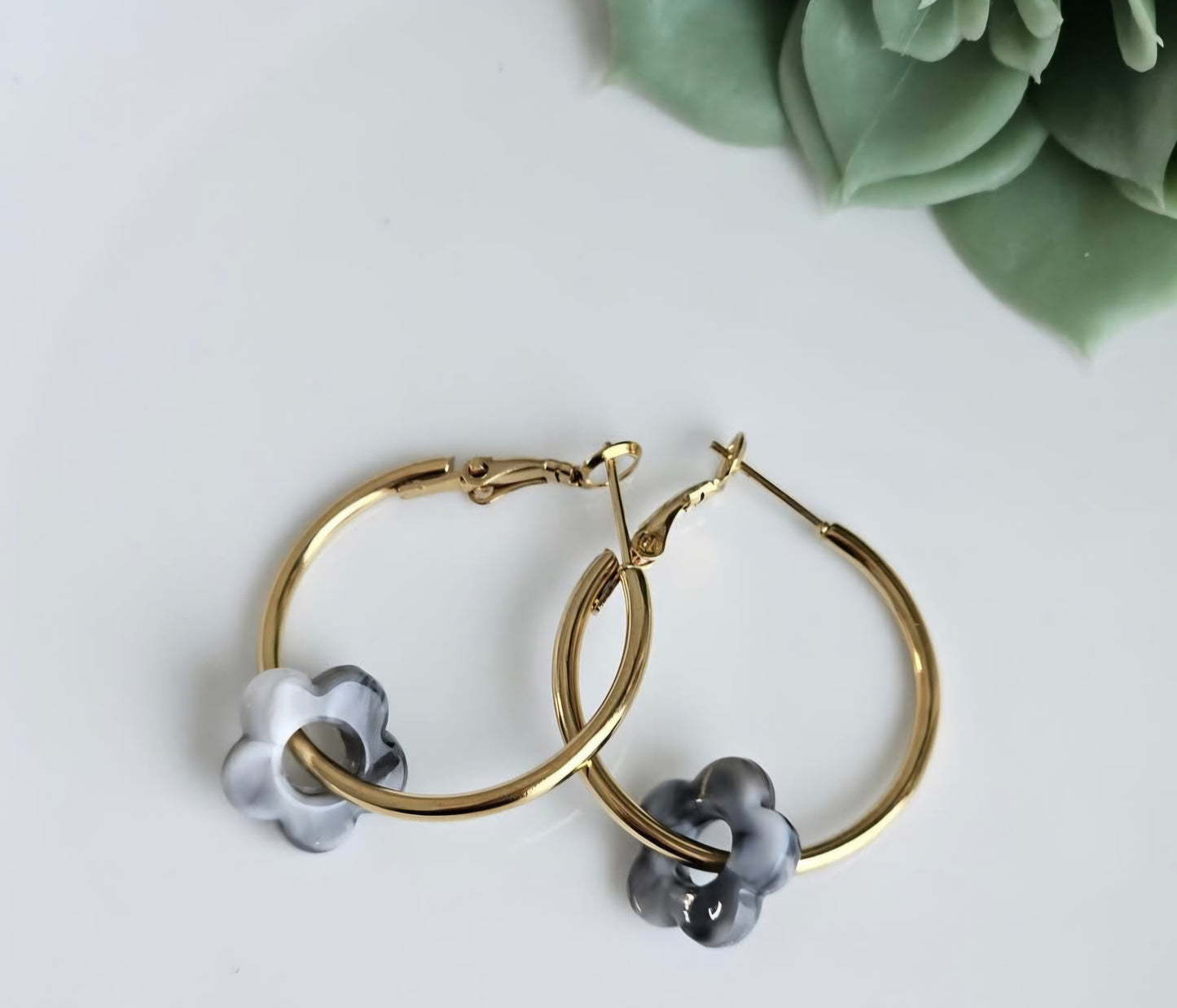 Hoops with Acrylic Flowers