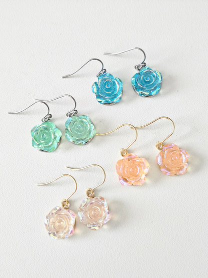 Acrylic AB Mint Resin Flower Dangles