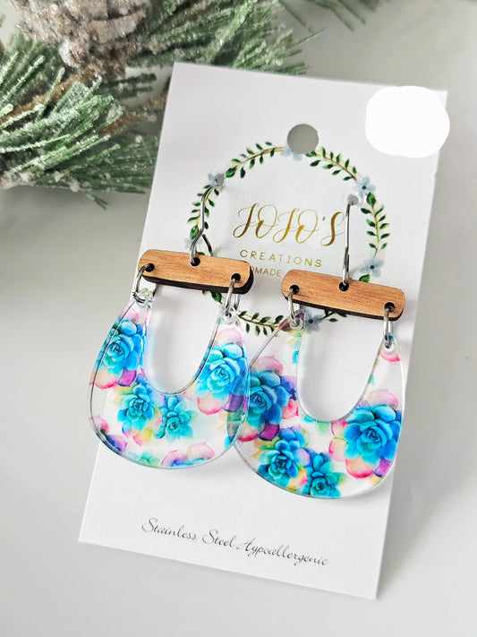 Acrylic Succulent Earrings