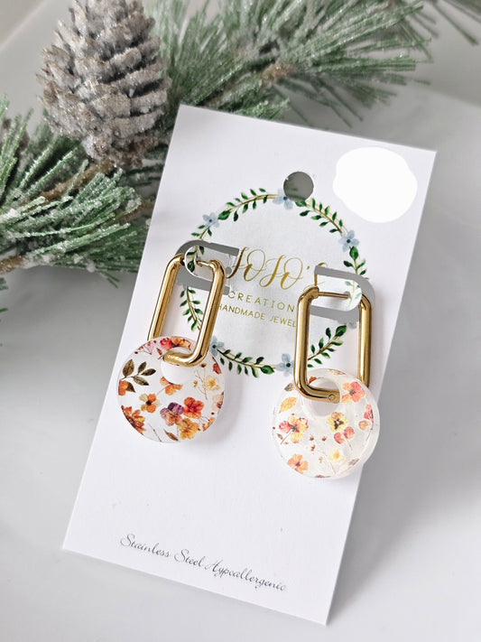 Acrylic floral Huggie Earrings