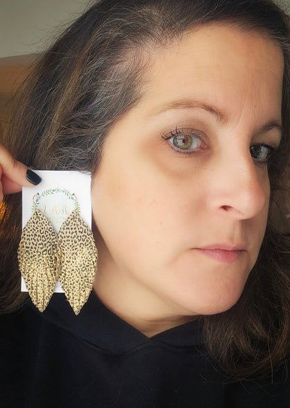 Cheetah Feather Bling Earring