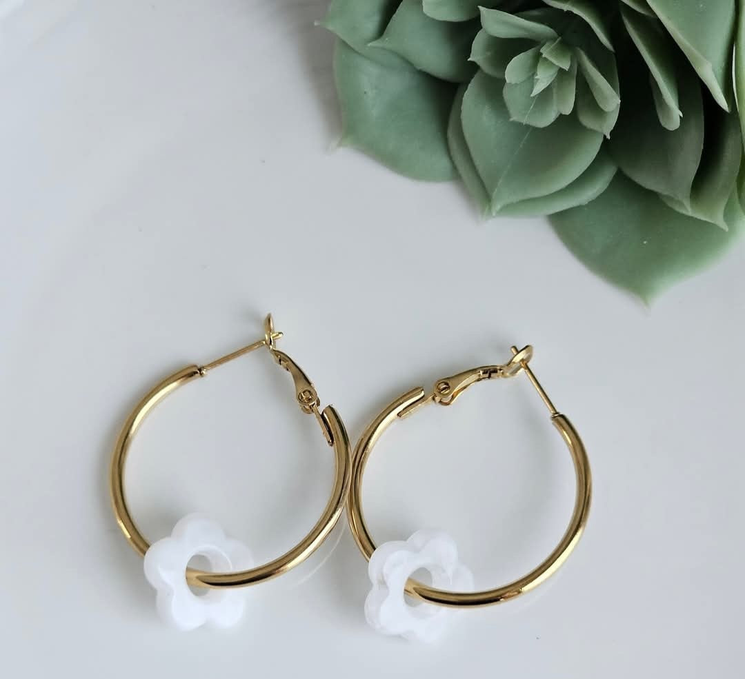 Hoops with Acrylic Flowers