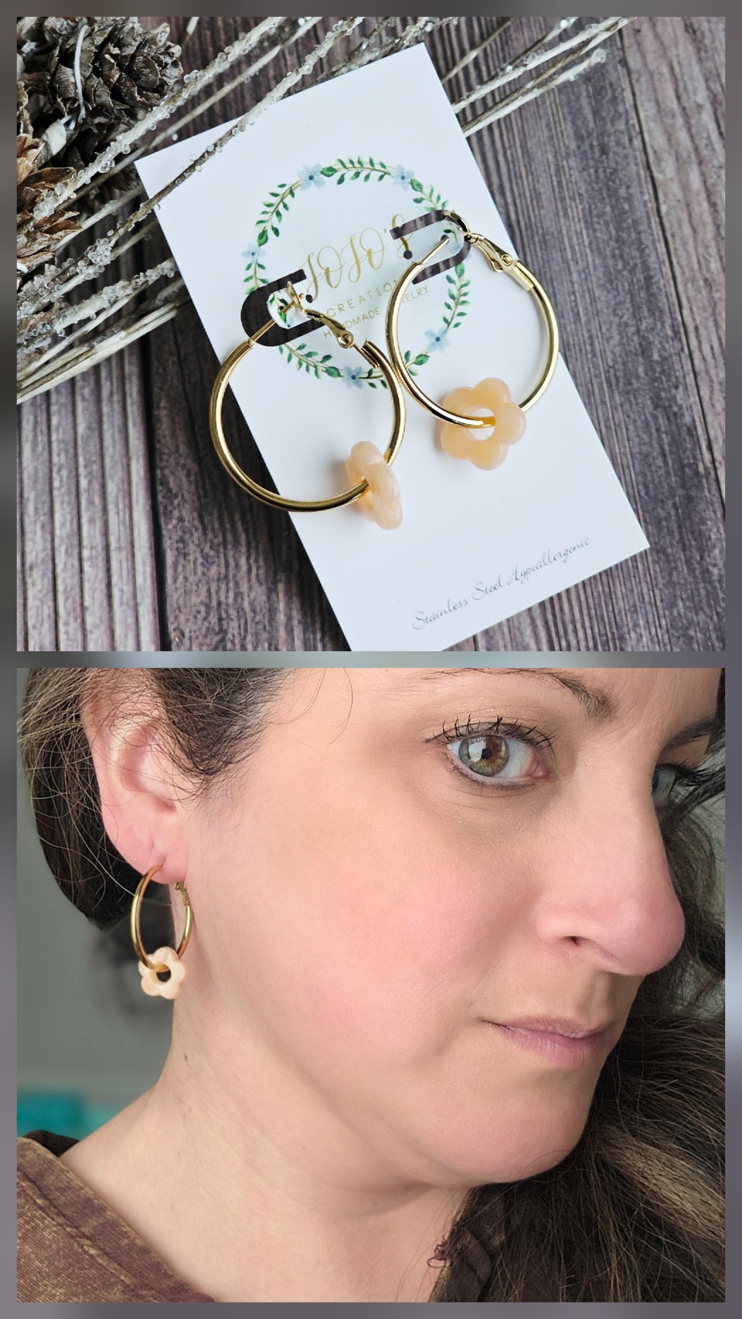 Hoops with Acrylic Flowers